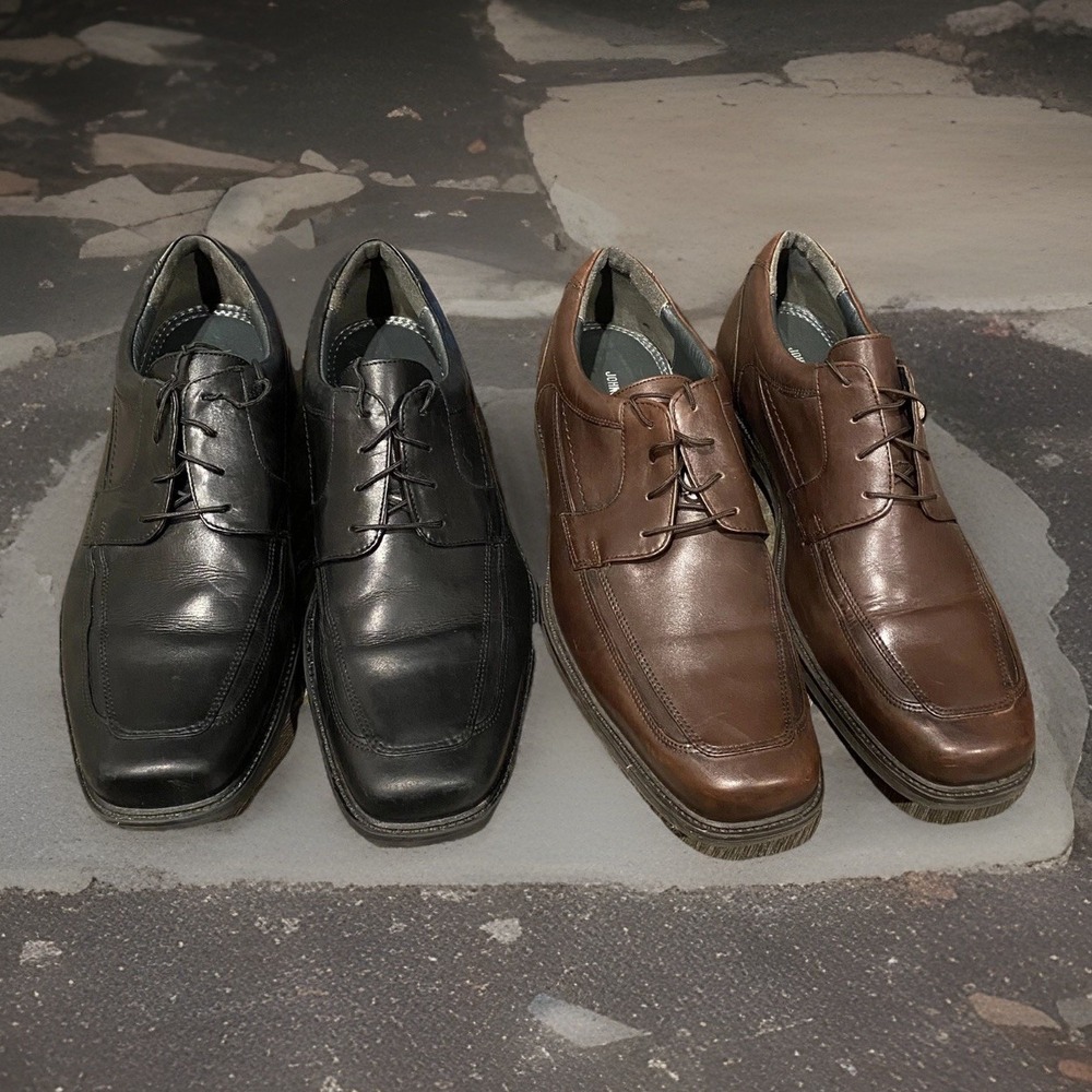 2 pair - Mens 10.5 JOHNSTON & MURPHY Black & Brown Oxford Derby Lace Up Shoes - Picture 16 of 16